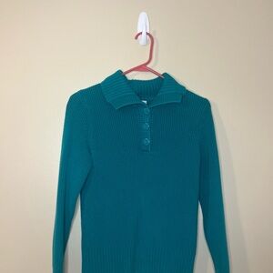 Charter Club Turquoise Buttoned Cowl Neck Sweater